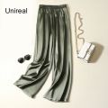 Summer Women Wide Leg Pants High Waist Casual Trousers Streetwear Black Silk Satin Pants Elegant Long Palazzo Pants. 