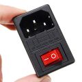 3 Pin IEC320 C14 Inlet Plug Male Power Socket Module Built in Fuse & Red Light Switch 10A 250V AC. 