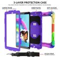 For Samsung Galaxy Tab A 10.1 T510/T515 Shockproof PC + Silicone Combination Case with Holder & Hand Strap & Shoulder Strap.