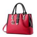 Korean Style Fashion Women's Handbags Contrast Color PU Leather Large Capacity Satchels Bags Female Casual Shopping Shoulder Bag. 