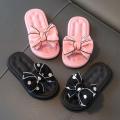 Bow Flats Open Toe Slide Sandals Non-slip Flip Flops Children Home Slippers Kids Girls Summer Cute Beach Slippers Shoe. 