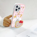 TA for Realme C11 Back Cover With Free Holder Cute Kitty Wavy Phone Case Camera Protection Transparent TPU Soft Cover for Girls. 