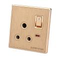 Super Star Glamour 15A 3 Pin Round AC Socket with Switch Three 3Pin A/C Electrical Wall Outlet with Indicator. 