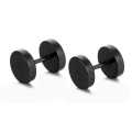 1pair Black Stainless Steel Barbell Round Stud Earrings for Men Women Dumbbell Earrings Punk. 