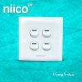 NIICO Classic 4 Gang 1 Way Wall Switch ( Single pice).
