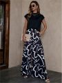 2024 Fashion Print Casual Wide Leg Pant for Women's Trousers Spring Summer High Waist Slim Simple New in Female Pants Pantalon. 