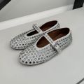 Rhinestone Flat Mary Jane Shoes Luxury Designer Mule Shoes Pumps Women Black Fashion Casual Round Head Rivet Flat Shoes Women House Foocus.