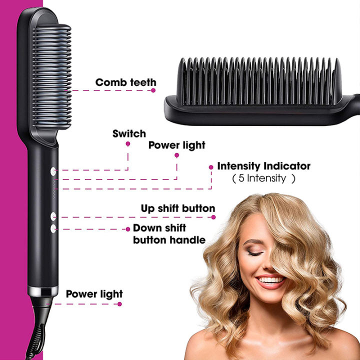 Home%20Use%20Professional%20Electric%20Flat%20Iron%20LCD%20Display%20Fast%20Ceramic%20Multi-function%20Hair%20Straightening%20Brush%20-%20Image%203