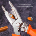 1 PCS Steel Wire Stripper Pliers Tool with Tail Cutter, 8Inch Multifunctional Wire Stripping Crimping Tool for Electrician & Lineman. 