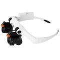 KOGEEK Warm and Cold Led Light Lamp Double Eye Glasses Loupe Lens Jeweler Watch Repairing Measurement Top-Mounted Magnifier. 