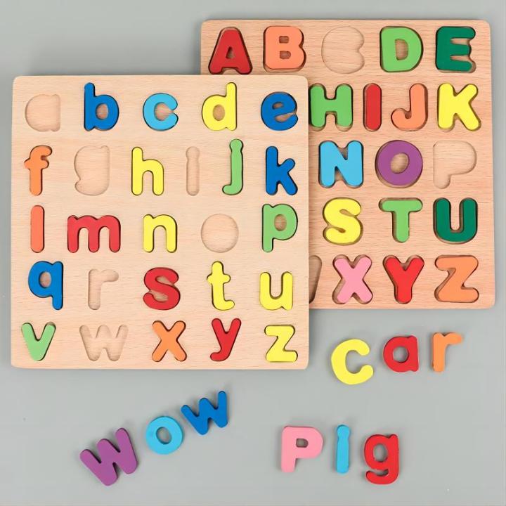 Memory Game Letetrs 【Trusted】 Colorful Alphabet Number Wooden Puzzles for Kids Montessori ...