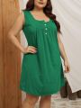 Ladies Sleeveless Button Front Dress for Women – Comfortable & Stylish. 