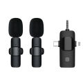 Cross-border new wireless 3-in-1 lavalier microphone live broadcast short video noise reduction one to two smart microphone microphone. 