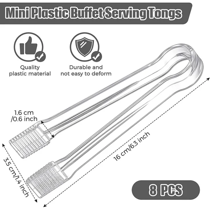 16%20Pcs%20Plastic%20Buffet%20Serving%20Tongs%20Mini%20Serving%20Utensil%20Tongs%20Appetizers%20Tongs%20Clear%20Kitchen%20Tongs%206.3%20Inch%20Small%20Ice%20-%20Image%206