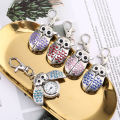 New Flip Korean Style Owl Necklace Pocket Watch Children's Watch Keychain Cartoon Pocket Watch Primary and Secondary School Students Men's Watch. 