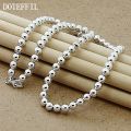 DOTEFFIL 925 Sterling Silver 6mm Smooth Beads Ball Chain Necklace For Women Trendy Wedding Engagement Jewelry.