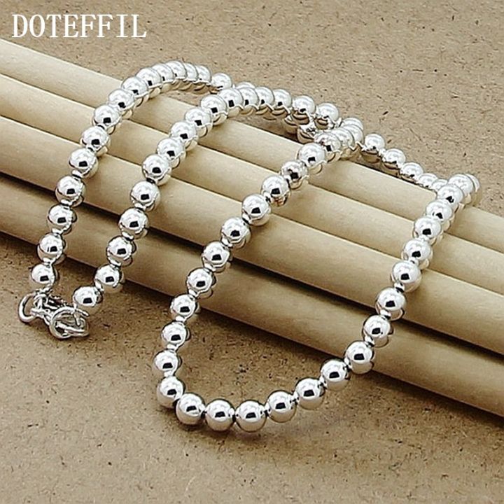 DOTEFFIL%20925%20Sterling%20Silver%206mm%20Smooth%20Beads%20Ball%20Chain%20Necklace%20For%20Women%20Trendy%20Wedding%20Engagement%20Jewelry%20-%20Image%203