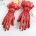 Women Full Finger Mesh Lace Gloves Summer Spandex Wedding Party Dress Gloves.