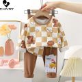 New 2023 Kids Pajamas Boys Girls Autumn Cute Cartoon Strawberry Long Sleeve O-Neck Clothing Sets Toddler Baby Pyjamas Sleepwear.
