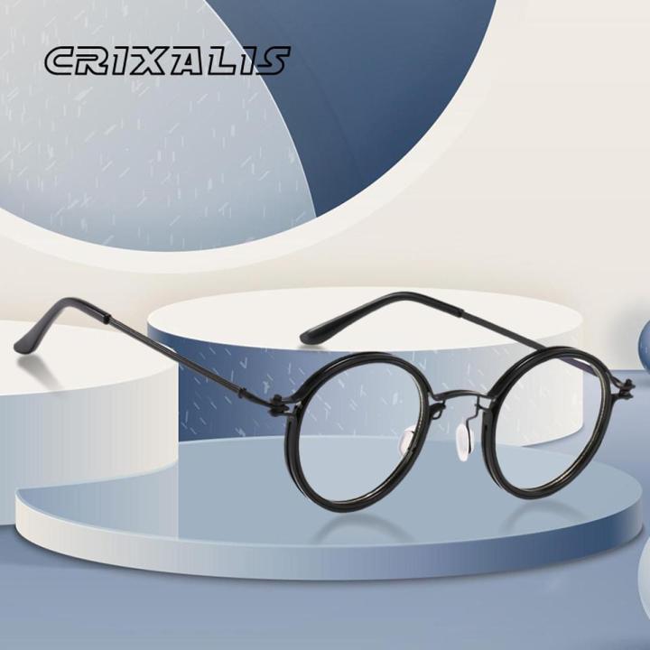 CRIXALIS Retro Round Blue Light Glasses For Men Brand Designer