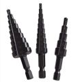 4Pcs 3-12 4-12 4-20mm Straight Groove Step Bit Nitride Twist Drill. 