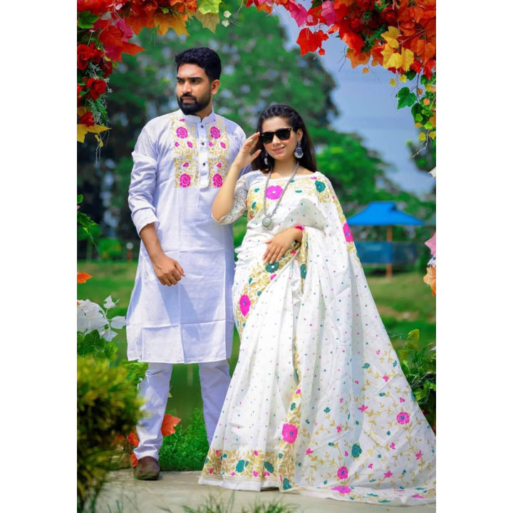 Dhupiyan%20Saree%20And%20Dhupiyan%20Panjabi%20Combo%20Couple%20Dress-%20Saree%20&%20Panjabi%20-%20Comfortable%20and%20Suitable%20for%20All%20Seasons%20and%20Occasions%20-%20Image%202