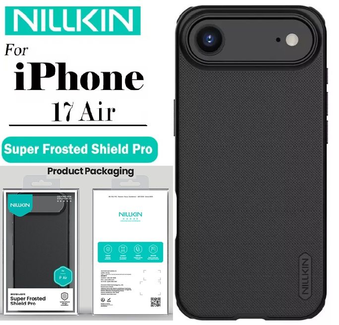 (iPhone 17 Air) Nillkin Super Frosted Shield Pro Matte cover case for Apple iPhone 17 Air 6.6" (2025) Durable And Comfortable Back Case - Black