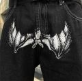 Hip Hop Printed Jeans Men Baggy Black Denim Trousers Straight Pants Spring Fashion Korean Streetwear Male Bottoms Y2K Clothes.