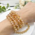 Natural Citrine Beaded Bracelet Crystal Stone Yellow Quartz Women Men Fashion Reiki Healing Strand Bangle Wrist band Jewelry. 