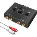 2 Into 1 Out 1 Into 2 Out Fast Audio Switcher Black Metal for Multi-Device Connection Fast Switching.