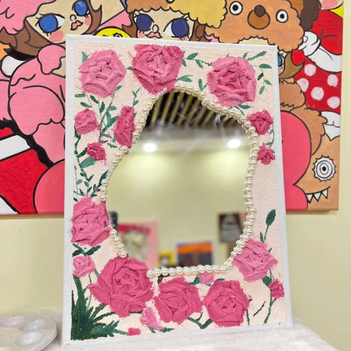 Acrylic MirrorDIYQuartz Sand Acrylic Texture Painting Special-Shaped Cloud Makeup Mirror Stereo Oil Painting Material Package