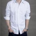 White Cotton Long Sleeve Polka Shirt for Men. 