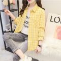 Cotton Plaid Long Sleeve Shirt Women's Spring and Summer Korean New Loose Top Outerwear Sun Protection Clothing Thin Shirt Coat.