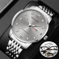 Stainless Steel Quartz Wrist Watch for Man Week Date Display Luminous Fashion Men's Watch.