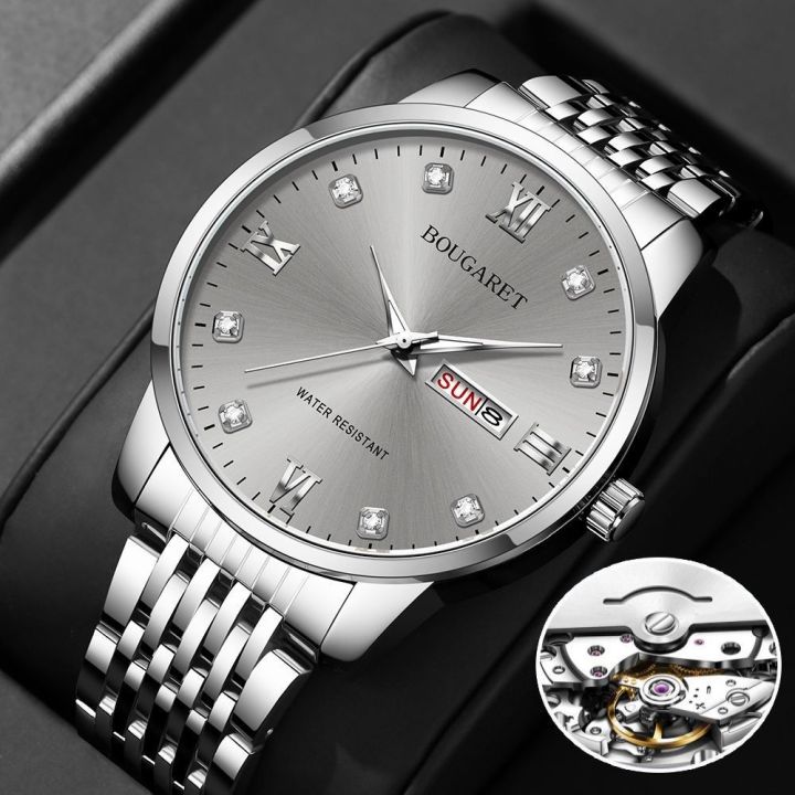 Stainless Steel Quartz Wrist Watch for Man Week Date Display Luminous Fashion Men's Watch