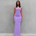 2023 New Summer Spaghetti Strap Black Skims Long Dress Women Sleeveless Solid Skinny Bodycon Trumpet Maxi Dresses Vestidos. 