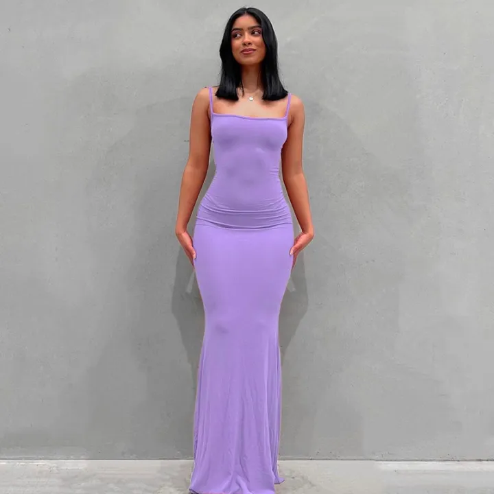 2023%20New%20Summer%20Spaghetti%20Strap%20Black%20Skims%20Long%20Dress%20Women%20Sleeveless%20Solid%20Skinny%20Bodycon%20Trumpet%20Maxi%20Dresses%20Vestidos%20-%20Image%207