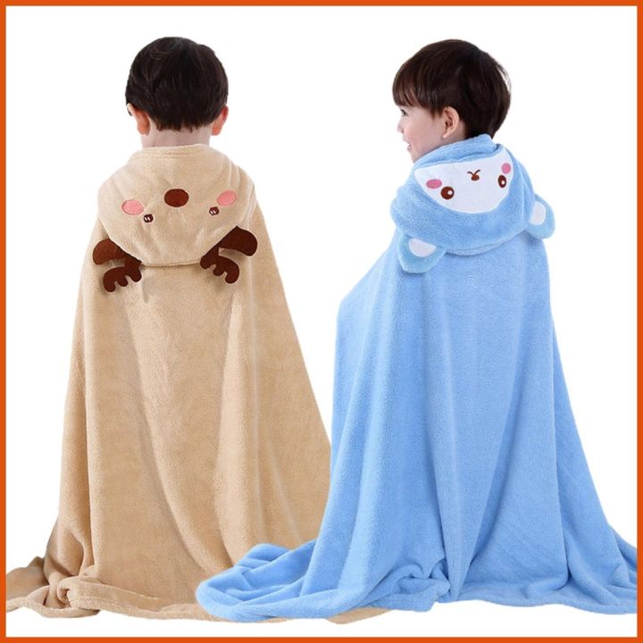 Cute Baby Bath Towel Fluffy Cartoon Animal Cuddly Blanket Quick-Dry Hooded Baby Towels Large Soft and Absorbent shinph
