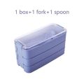 【NEW】 3 Layer Lunch Box Wheat Straw Bento Boxes Microwave Dinnerware Food Storage Healthy Material Container Lunchbox 900Ml. 