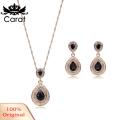 Carat Women Rhinestone Waterdrop Pendant Necklace Stud Drop Earrings Jewelry Set. 