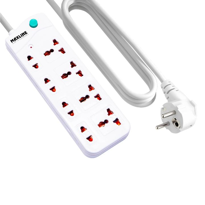Maxline 8 Port Multi Extension Socket Model: ML-2010-10 Fit Cable