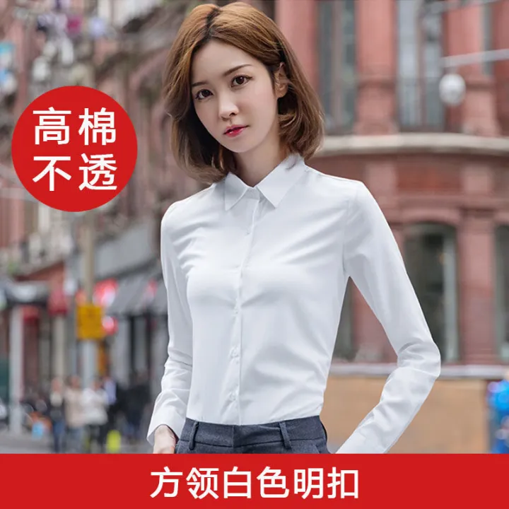 VCollar%20Professional%20White%20Shirt%20Women's%20Spring%20and%20Autumn%20Cotton%20Temperament%20Interview%20Formal%20Wear%20Hotel%20Low%20Collar%20Work%20Clothes%20Student%20Shirt%20-%20Image%209