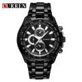 CURREN 8023 Men's Stainless Steel Business Fashion Fashion Chronograph Clock Analog Water Resistance For Men - Black. 