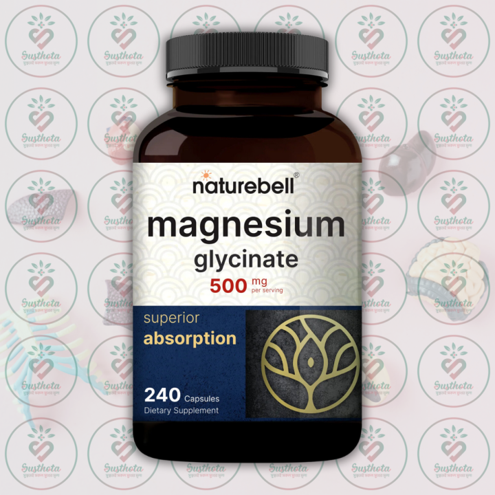 NatureBell Magnesium Glycinate - 500 mg - 240 Capsules - Superior Absorption - for Muscle & Bone Health