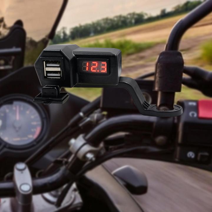Waterproof Dual USB Motorcycle Phone 3.4A Fast Charger With Voltmeter