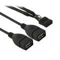10 Pin Motherboard Female Header to 2 USB 2.0 Female Adapter Cable, Length: 50cm.