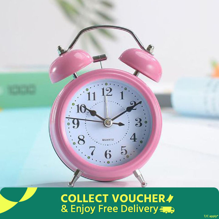 Twin Bell Table Alarm Clock with Silent Mechanism Backlight and Durable Design for Bedroom Office and Gift Use