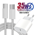 35W USB-C PD Fast Wall Charger for iPhone 15 Plus 15 Pro Max Dual Type-C Braided Charging Cable for Samsung Huawei Realme iQOO. 