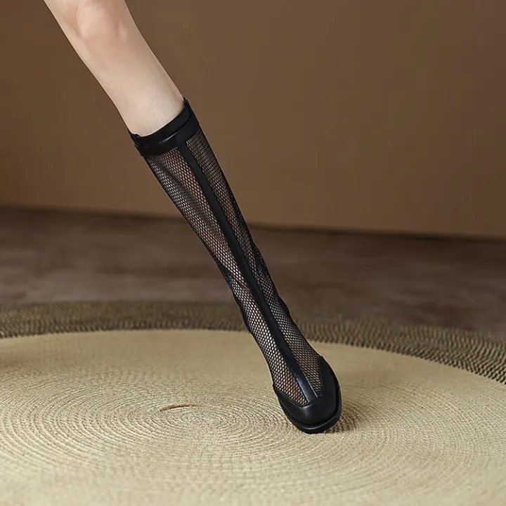 Retro%20Thin%20Mesh%20Boots%20Women2023Spring%20and%20Summer%20New%20Breathable%20Belt%20Buckle%20Chunky%20Heel%20High%20Boots%20Easy%20Matching%20Mesh%20Sandal%20Boots%20-%20Image%203