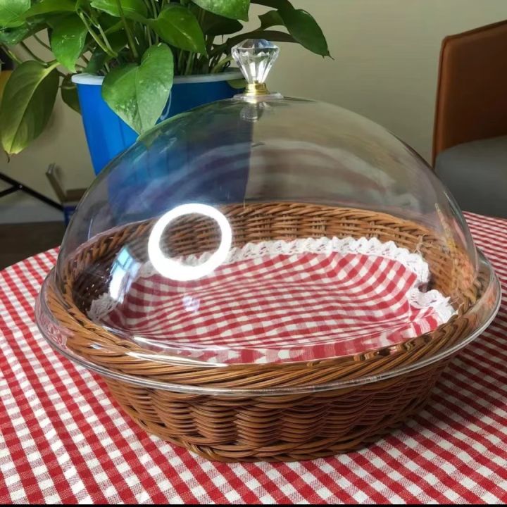 【Dila Daily Necessities Recommendation】Bamboo Woven Chopsticks Frame with Lid Household Living Room round Nordic Acrylic Creative Woven Basket